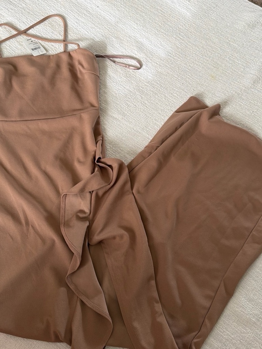 Windsor Mauve-Taupe Strappy Ruffle Dress